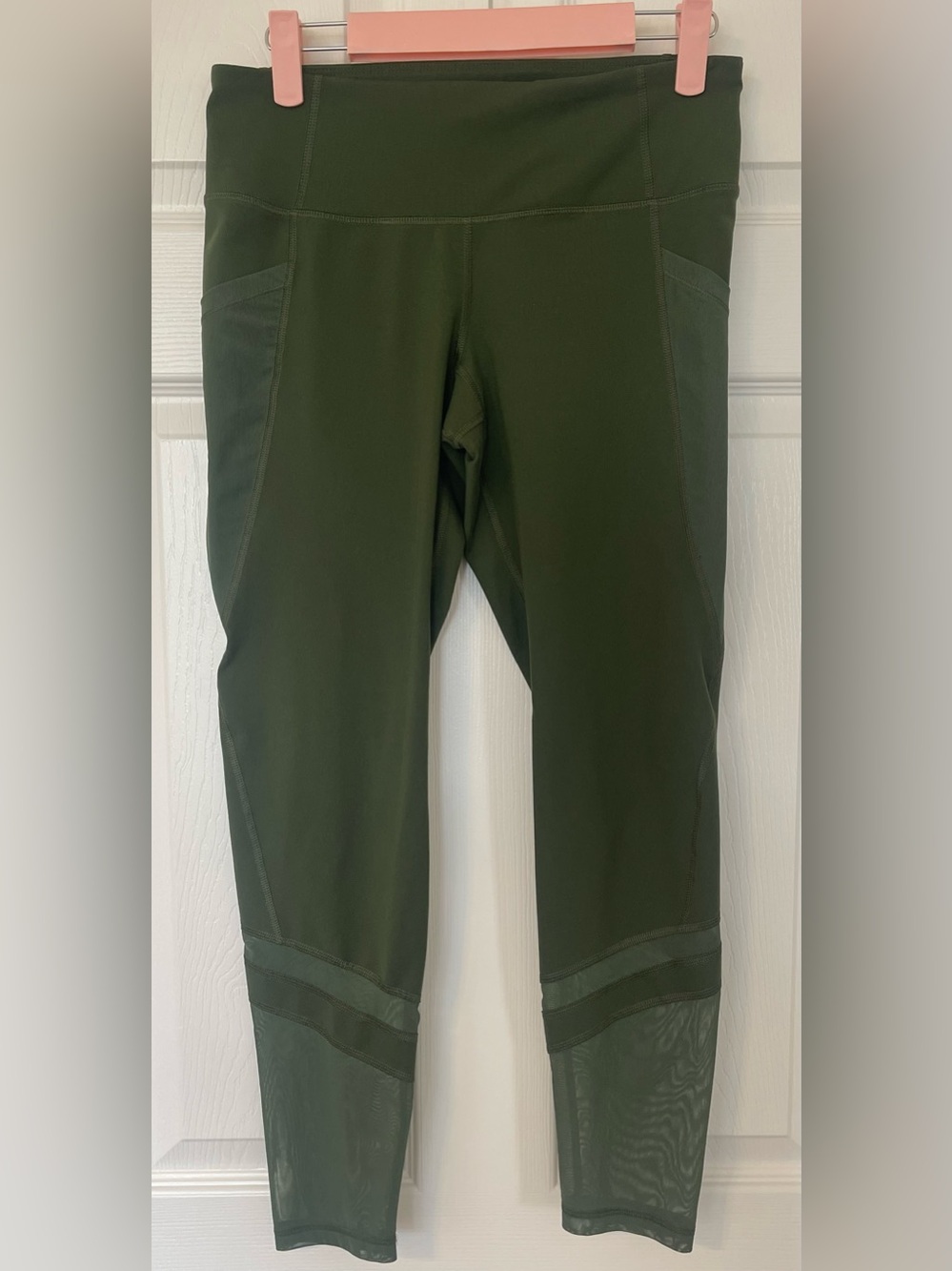 Old Navy Olive Green Women's Leggings with Mesh Panels